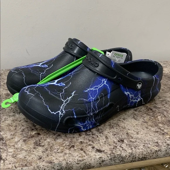 Electric / Lightening Blue and Black Crocs